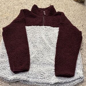 Cozy Burgundy and Gray Women's Sweater